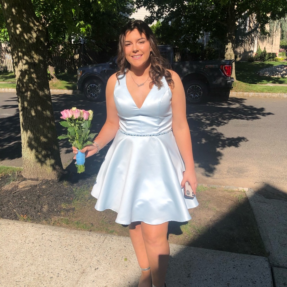 Mori Lee  size 14 party prom dress light blue fancy formal sweet 16